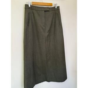 Vintage Country Shop Wool Blend Midi Skirt Gray Olive Green Size 12